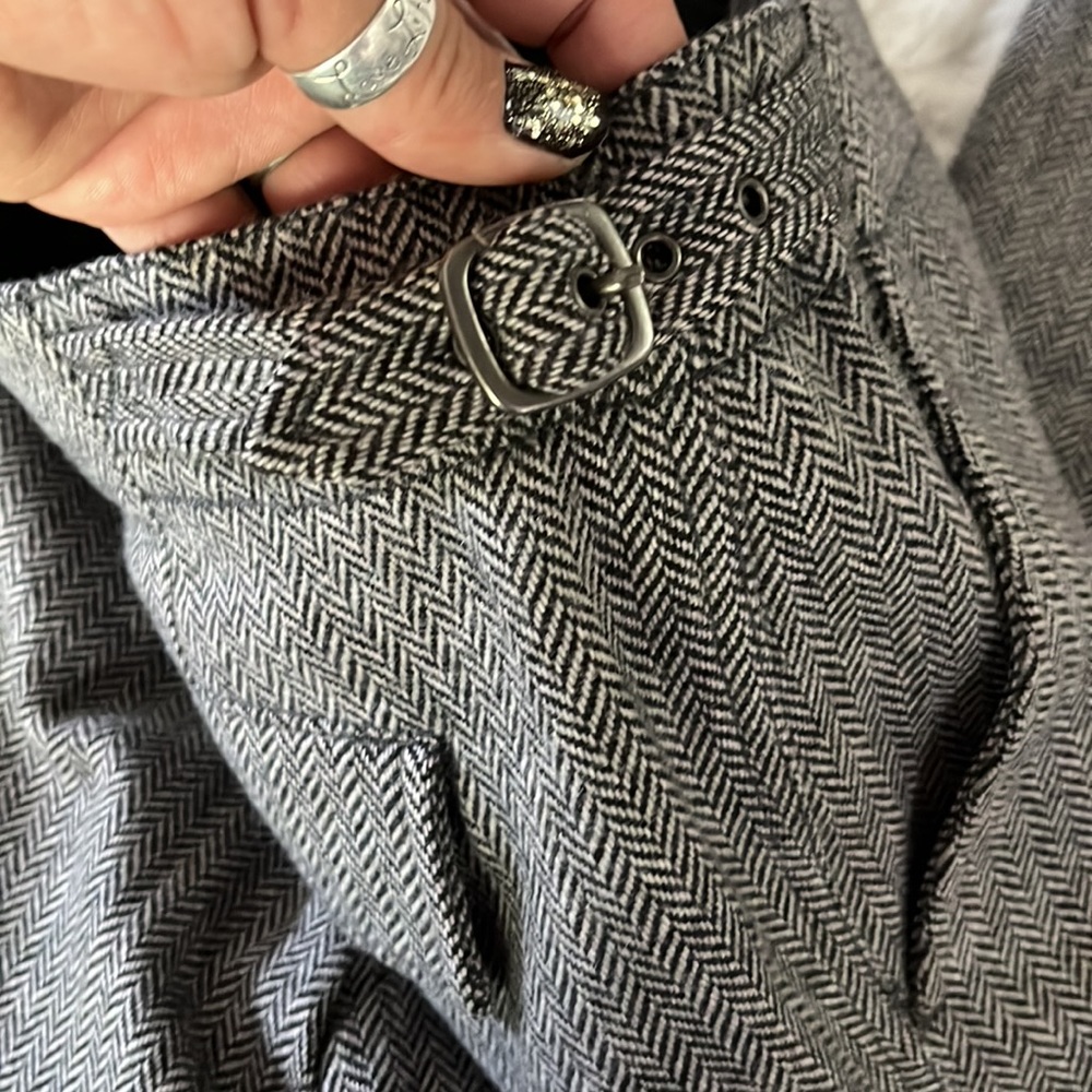 Brown Houndstooth Wool Pants 8 Cargo Straight Leg… - image 7